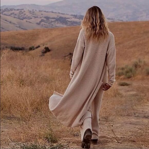 FP Beach Out of Office Duster Cardigan Sweater Dusty Rose Size Small - Picture 9 of 10